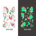 Glow in the dark mermaid cat temporary tattoo stickers for kids, waterproof body art decals. - WS-K89 / 120*76mm
