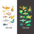 Kids luminous cartoon airplane temporary tattoo stickers glow in the dark waterproof cute design - WS-K99 / 120*76mm