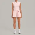 Pink sleeveless polo tennis dress with tie waist variant, activewear sports athletic mini dress. - S / Dresses / Ballet Powder