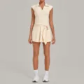 Beige tennis dress women athletic sport outfit polo sleeveless wrap skirt workout fitness gym - S / Dresses / Cream Apricot