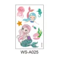 Cute kids cartoon mermaid waterproof temporary tattoo sticker sheet for beach party fun - Mermaid Style (WS-A025)