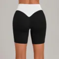 Hohere Taille Kontrast Farbe Fitness Shorts fur Damen Laufen Gym Sportbekleidung - S / Unterteile / Schwarz