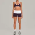 Damen Yoga Set Halter Sport-BH Faltbund Shorts Fitness Zweiteiliges Sport Outfit - S / Oberteil Und Unterteil / Brombeerlila