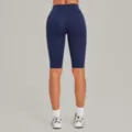 High waist fitness yoga shorts for women, dark blue athletic compression sportswear pants. - S / Bottoms / Navy Blue