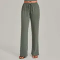 Comfortable high waist wide leg yoga pants for women, casual loose drawstring lounge trousers. - S / Bottoms / Khaki Green