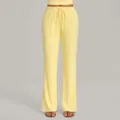 Comfortable yellow loose wide-leg yoga pants with elastic drawstring waist for sports and daily wear. - Durian Yellow