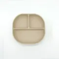 Khaki Silicone Baby Divided Suction Plate For Toddler Self Feeding Kids Tableware - Beige