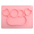 Cute pink silicone baby suction plate with cartoon design for toddler feeding mealtime use. - Crab / Pink