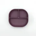 Silicone baby suction plate with three divided compartments for toddlers, safe feeding dinnerware. - 1198 Purple