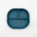 Silicone baby divided plate detail view, dark blue infant suction tableware for daily feeding. - 5172 Dark Blue