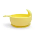 Silicone baby suction bowl detail, cute yellow toddler feeding dish with slip-resistant base. - Sunny Yellow