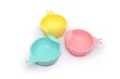 Silicone baby suction bowl set in yellow, pink and cyan, snail design anti-spill toddler tableware - Pink