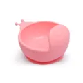 Pink silicone baby suction bowl with cute snail shape anti-slip toddler feeding dish - Pink