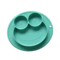 Cute frog silicone baby divided plate, toddler feeding suction dish, safe infant food tray. - Frog Shape / Mist Green