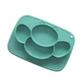 Silicone baby suction plate with divided four compartments, ideal for toddler feeding. - Green