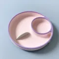 Silicone baby suction plate detail showing divided compartments and pink purple design for toddler meals - Purple Pink