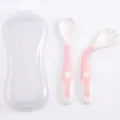 Baby Bending Fork Spoon Set Pink Portable Toddler Learning Tableware Infant Feeding Utensil - Princess Pink