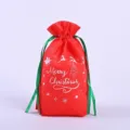 Weihnachten Vliesstoff Geschenkbeutel mit grünem Kordelzug, rote festliche Bonbontüte. - Rotes Ho Ho Ho / 35x25x8cm / Rot