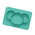 Silicone baby suction plate with cute elephant divided design in mint green color for feeding. - Mist Green