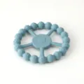 Silicone baby teether toy in blue, soothing molar ring with cute bear design for infant grip. - Grey Blue
