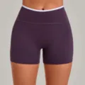 High waist color-block yoga shorts women quick dry fitness running tight gym activewear - S / Bottoms / Blackberry Purple