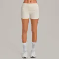 Women high waist folded sports yoga shorts quick dry fitness running athletic shorts cream white - S / Bottoms / Light Apricot