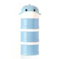 Portable 3-layer baby formula dispenser container, stackable milk powder storage box for travel. - Blue Dolphin
