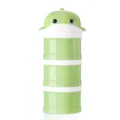 Portable 3-layer baby milk powder dispenser container green cute animal storage box - Green Dolphin