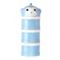 Portable 3-layer baby milk powder dispenser box, blue monkey design infant travel storage. - Blue Monkey