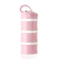 Pink 3-layer portable baby formula dispenser, cute elephant stackable snack milk powder box. - Elephant Pink