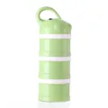 Portable 3-layer baby formula dispenser container, cute green stacking milk powder box. - Mint Green