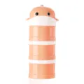 Portable 3-layer baby milk powder dispenser box, stackable formula container for travel. - Dolphin Orange