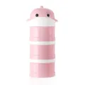 Portable baby milk powder dispenser, 3 layer pink container for outdoor travel baby feeding - Pink Dolphin
