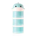 Portable 3-layer baby milk powder dispenser container cute cartoon design storage box. - Dolphin Teal