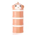 Portable 3-layer baby milk powder dispenser container, cute pink monkey design, safe formula storage. - Monkey Orange
