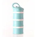 Portable 3-layer baby formula dispenser, cute elephant design snack container for travel. - Elephant Teal