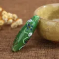 Handcrafted green liuli bead pendant waist drum shape DIY accessory variant view fine design. - Green Jade