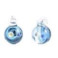 Handmade galaxy glass ball pendant, transparent universe crystal bead for DIY jewelry making. - Black Base Double Ball