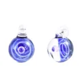 Handmade glass galaxy sphere pendant transparent crystal round bead DIY jewelry accessory. - Single Ball Blue Base Purple