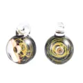 Handmade luxury glass galaxy sphere pendant transparent crystal round bead DIY jewelry accessory - Single Ball Black Base Pink