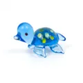 Mini glass turtle figurine blue decorative animal ornament for desktop fish tank aquarium setup - Little Turtle 5