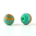 Frosted mixed silk glass beads close-up, colorful spiral patterned round beads for jewelry making. - 12mm Pearl / F Green, Orange & Lake Blue Beads