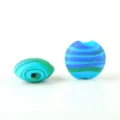Frosted mixed-silk glass beads, blue and green swirl pattern, DIY jewelry accessory detail. - I Royal Blue, Green & Lake Blue Flat Round
