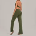 Grünes Halfter Yoga Set für Damen, atmungsaktiver schnell trocknender Sport Fitness Anzug. - Olivgrün