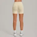 Pantaloncini da yoga a vita alta per donna fitness push up ciclista beige elegante. - Albicocca Crema