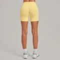 Pantaloncini yoga donna vita alta gialli, shorts sportivi push up arricciati per fitness e corsa. - Giallo Durian