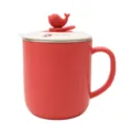 Children stainless steel mug with cute whale lid and bright red insulated cup body design. - Strawberry Red