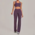 Ensemble Yoga Femme Violet Soutien-Gorge Sport Taille Haute Legging Évasé Sport - Violet Raisin