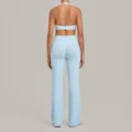 Hellblaues Halfter Yoga Set Variante, atmungsaktive Fitness Sportbekleidung Zweiteiler. - Himmelblau