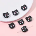 Black cat glass loose beads for DIY jewelry making, handmade earrings and crafting accessories. - Black Cat